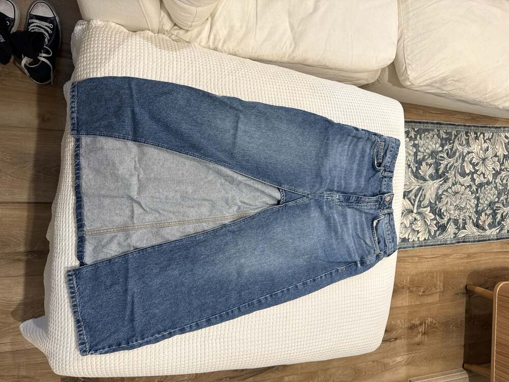 Mango Denim Maxi Skirt with Front Slit Size M